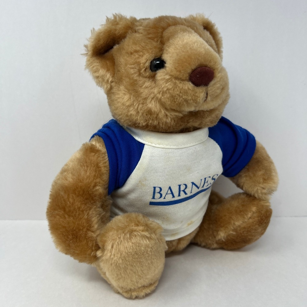Russ Berrie Plush Bear 9in Brown Jointed Vtg 1980s Barnes Hospital Shirt 5576
